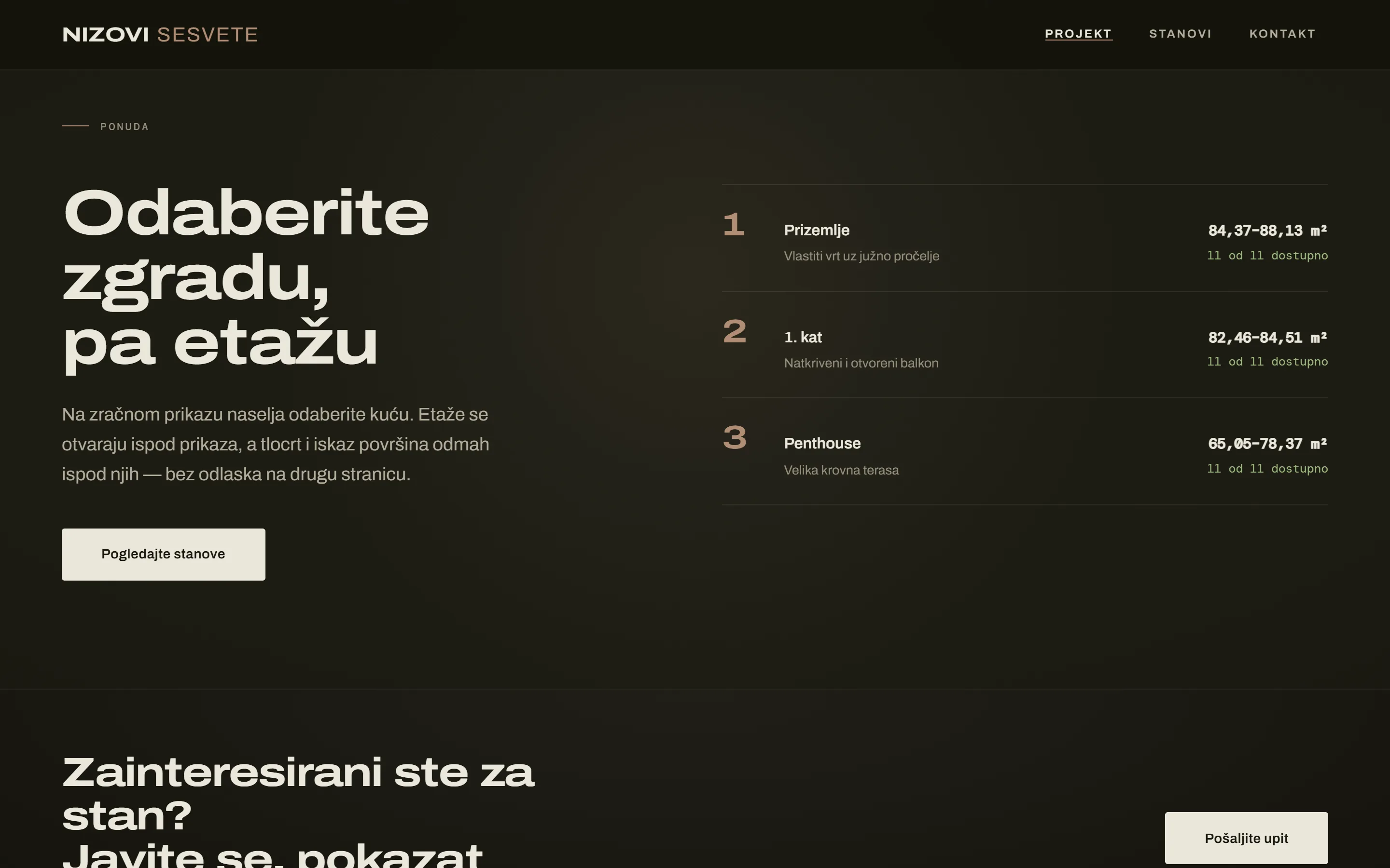 Nizovi Sesvete – dio stranice